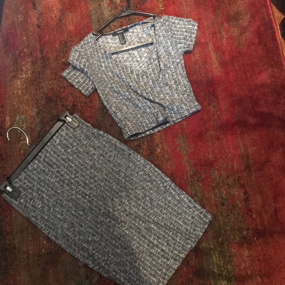 Ribbed 2 piece gray set